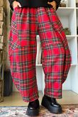 McAlister Tartan Brushed Cotton Barrel Pant Red